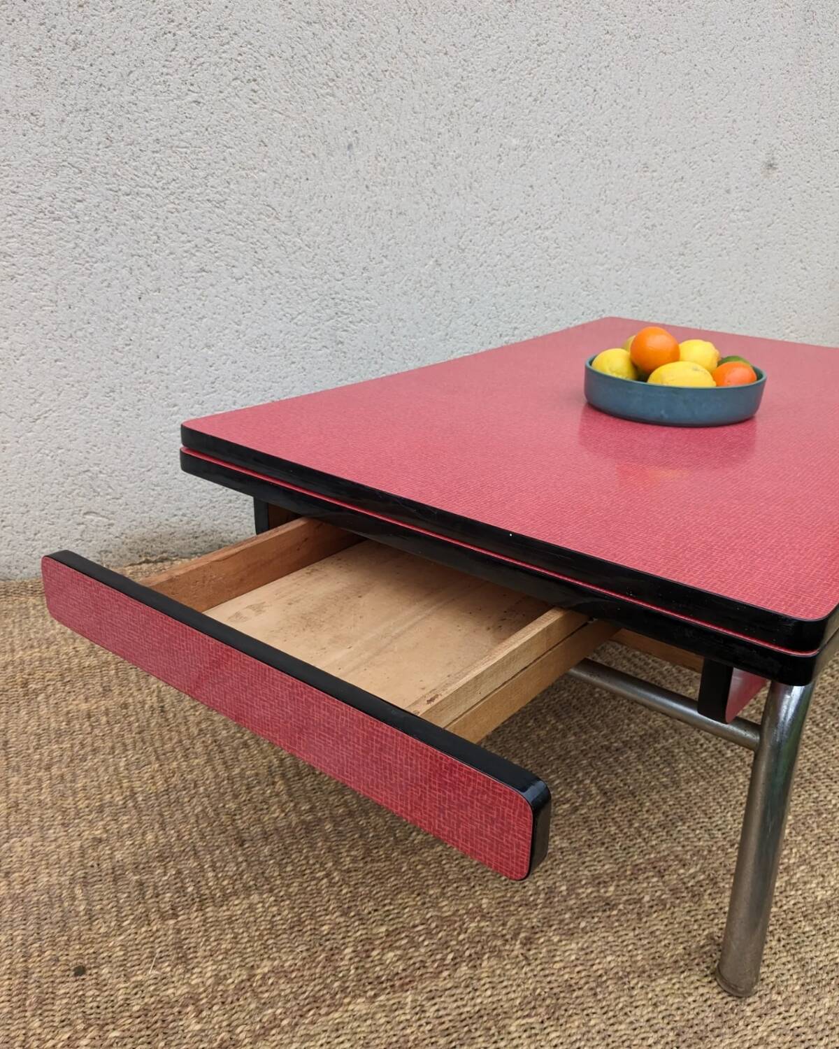 Red formica coffee table