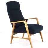 mid century vintage Fauteuil herenmodel 'Duivendrecht' donkerblauw | opnieuw bekleed