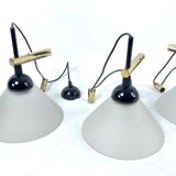Rare Set of four Italian Modern brass and Murano glass wall lamps by Quattrifolio. 1970s