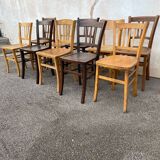 Set of 10 mismatched bistro chairs