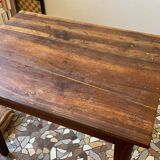Table cuisine ou bureau, noyer/epoxy or, restaurée