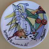 Assiette des frères Amieux par Marius Bessone et AnnaRay- Vallauris vintage - années 50 60