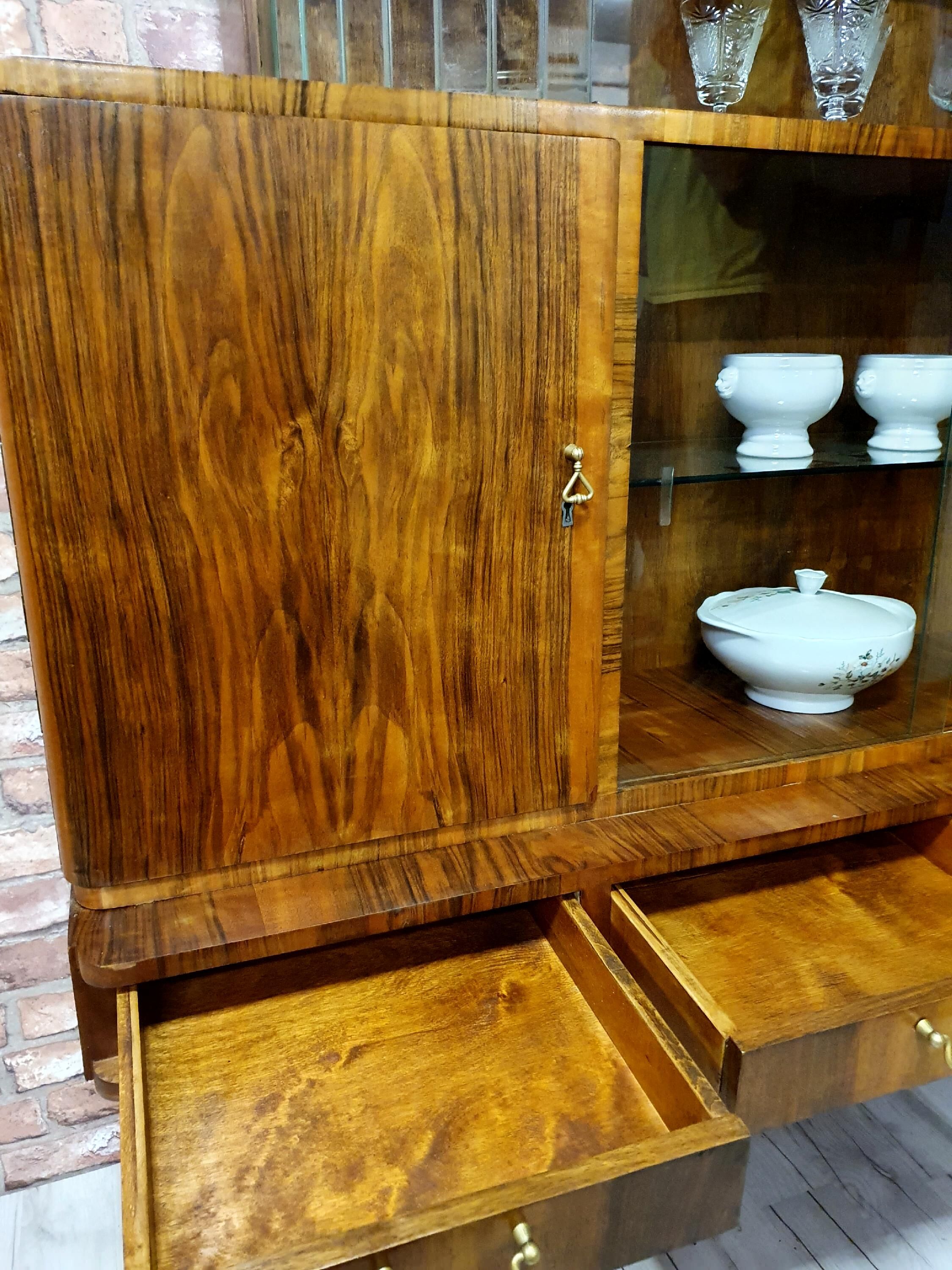 Unique art deco cabinet with drawers. Poland 1950s