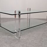 Table basse en verre et lucite de Karl Springer, USA vers 1980