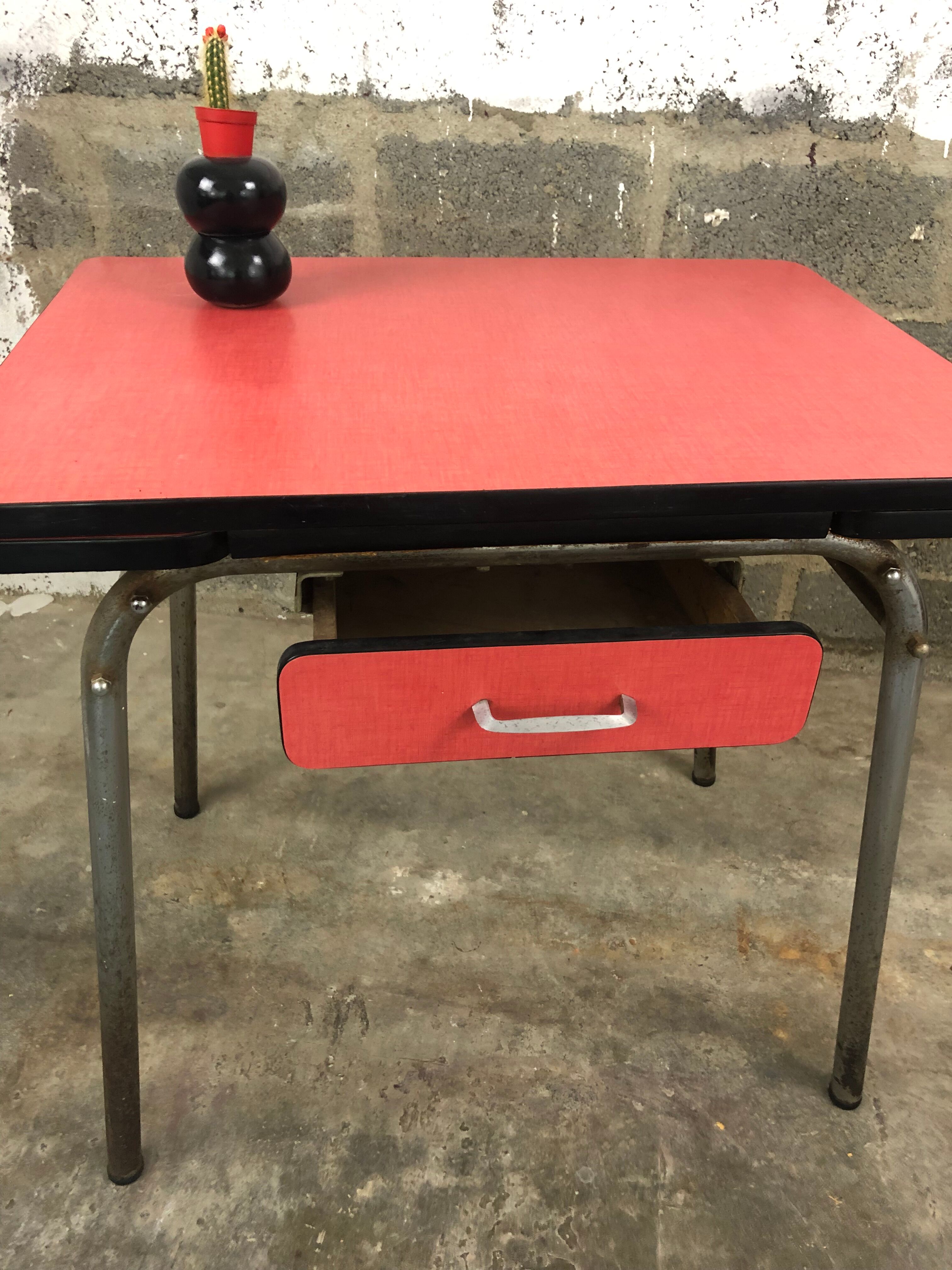 Red formica table