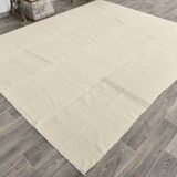 8x10 Cream & Beige Handmade Wool Vintage Rug, 248x301Cm
