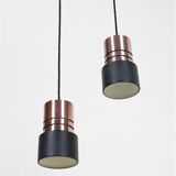 Set of 2 space age pendant lamps / Mid-century Danish modern design / Aluminum / Copper / 1960s / 1970s