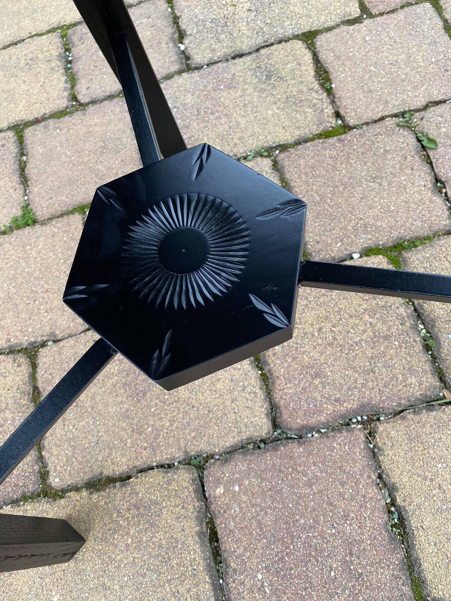 Hand painted black hexagon shaped occasional table.