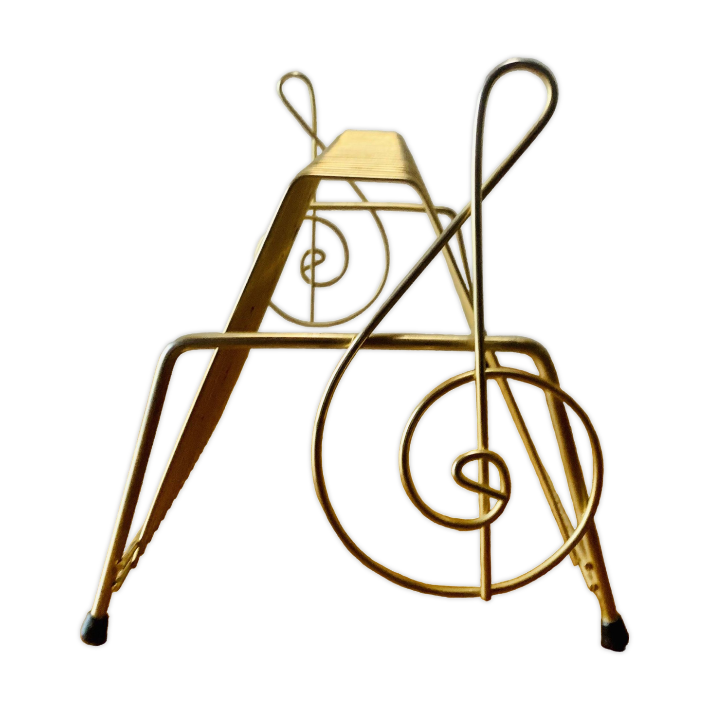 Vintage record holder in gold metal - for 50 vinyls