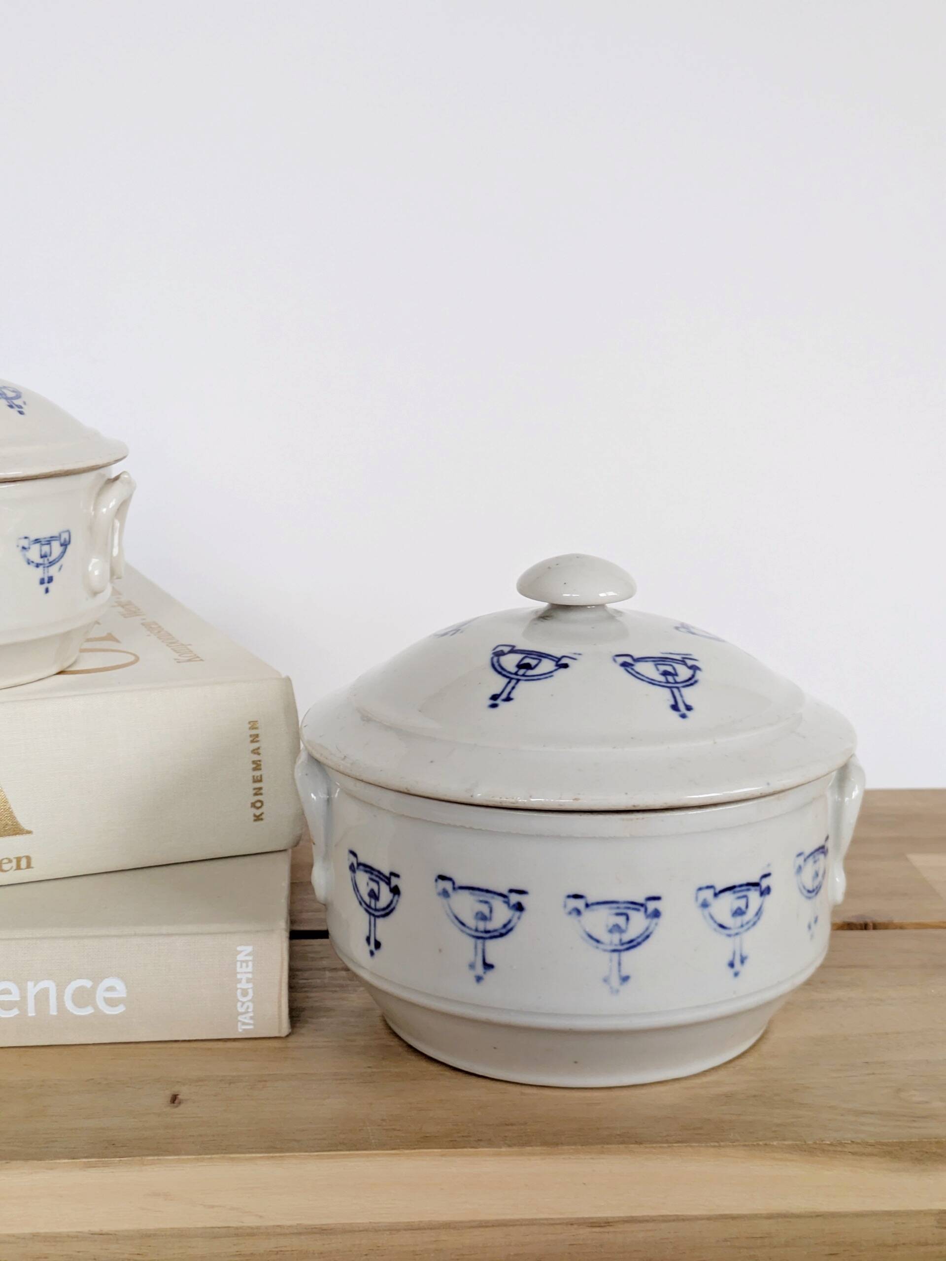 Set of 2 vintage ceramic terrines from Saint-Uze, Art Deco.