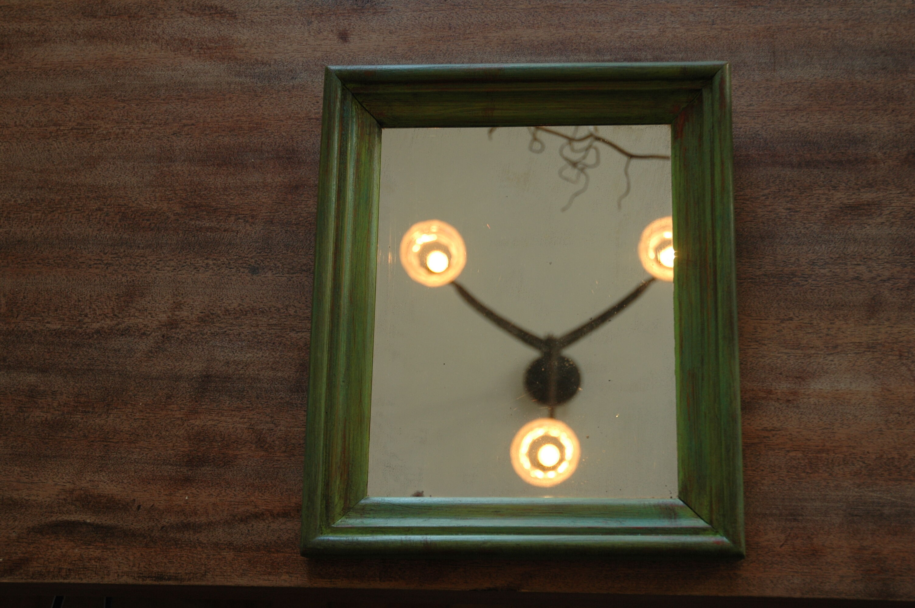 Mirror old wood green 28x34cm