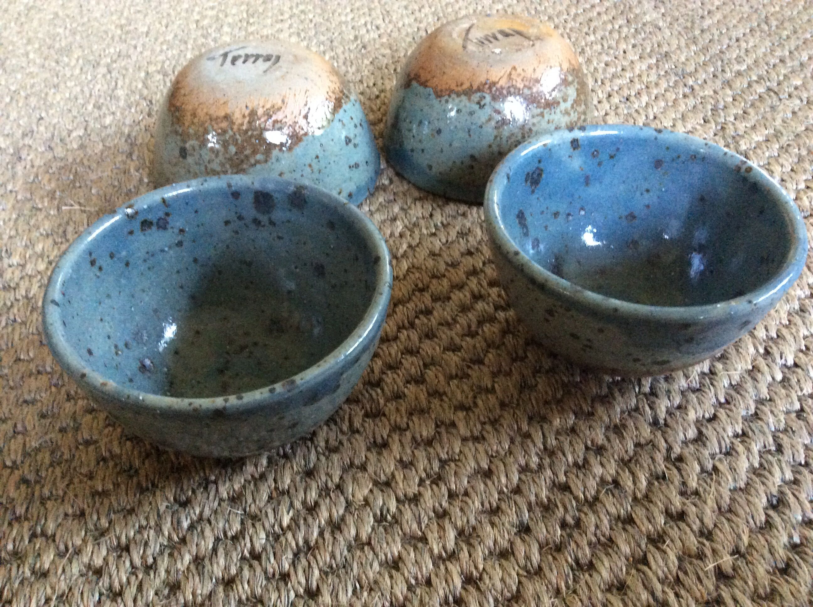 Series of 4 sandstone bowls
