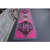 1970s Vintage Turkish Oushak Diamond Wool Runner 98x334