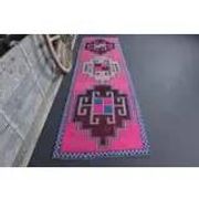 1970s Vintage Turkish Oushak Diamond Wool Runner 98x334