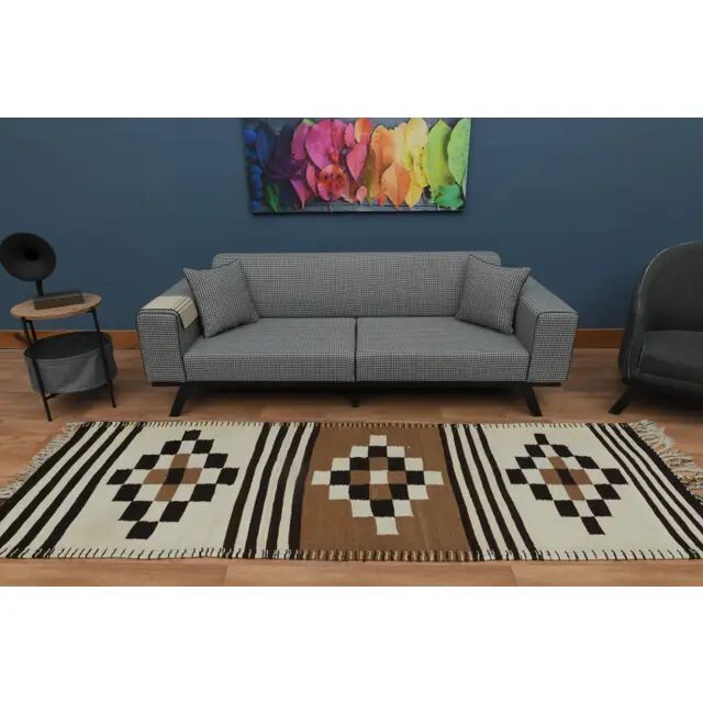 Tapis couloir vintage turc Oushak fait main beige des années 1970 92x292