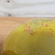 Artistic mouth-blown studio glass vase Ioan Nemtoi yellow