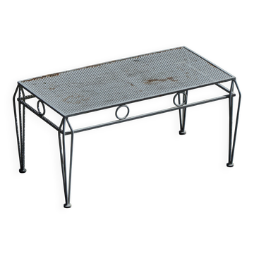 Table basse en métal de style jardin français, moderne au milieu du siècle, avec plateau perforé, années 1950