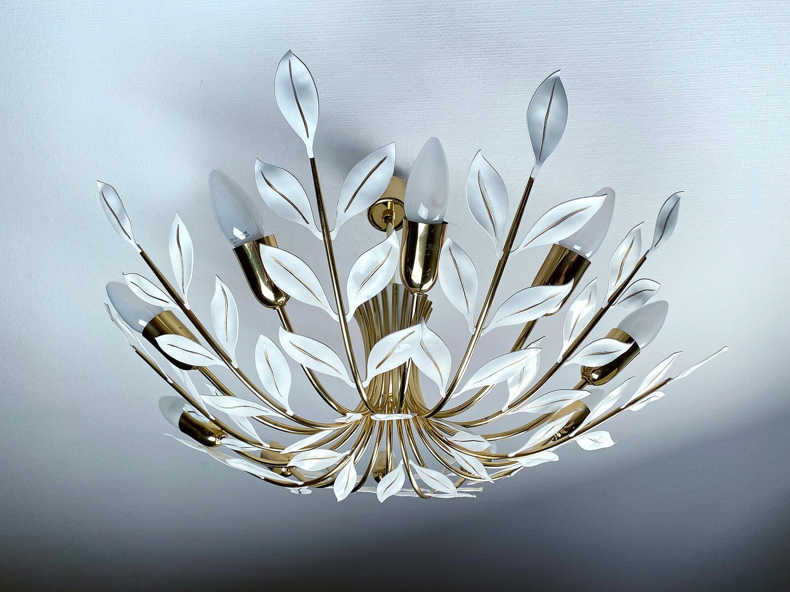 Large Vintage Floral Pendant Light , 1950s