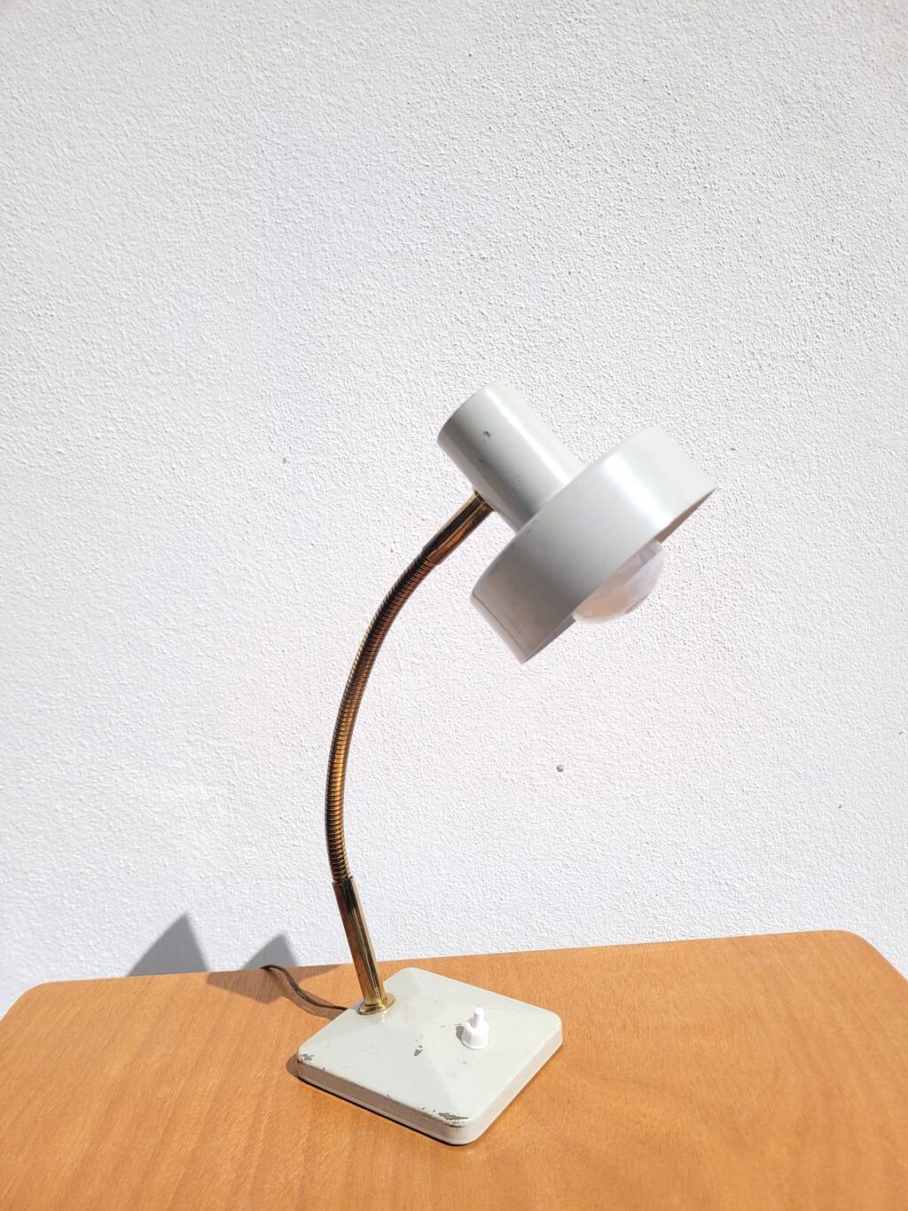Revised vintage beige and gold Aluminor lamp.