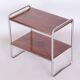 Table d'appoint Bauhaus tchèque en noyer et acier chromé, années 1930