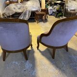 Light brown velvet fireside chair