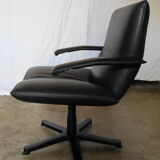 Office armchair in leather by Jean Louis Berthet pure Mobilier International, 80s