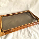 Rattan top, bamboo and smoked glass