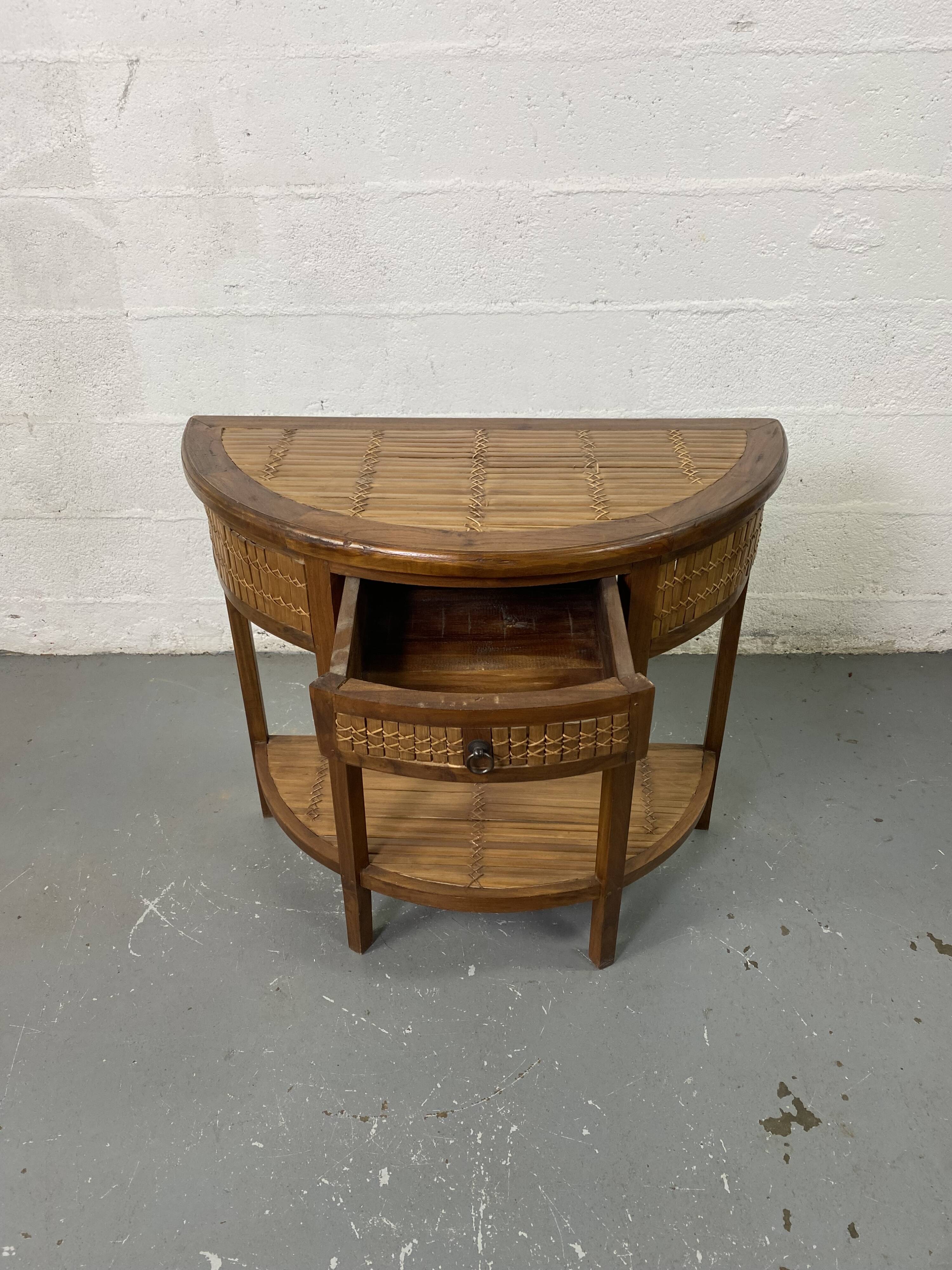 Side table in half-moon wood and bamboo