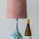 Vintage Royal Delft Ceramic Table Lamp, Rare Teal Delvert Glaze, New Lampshade