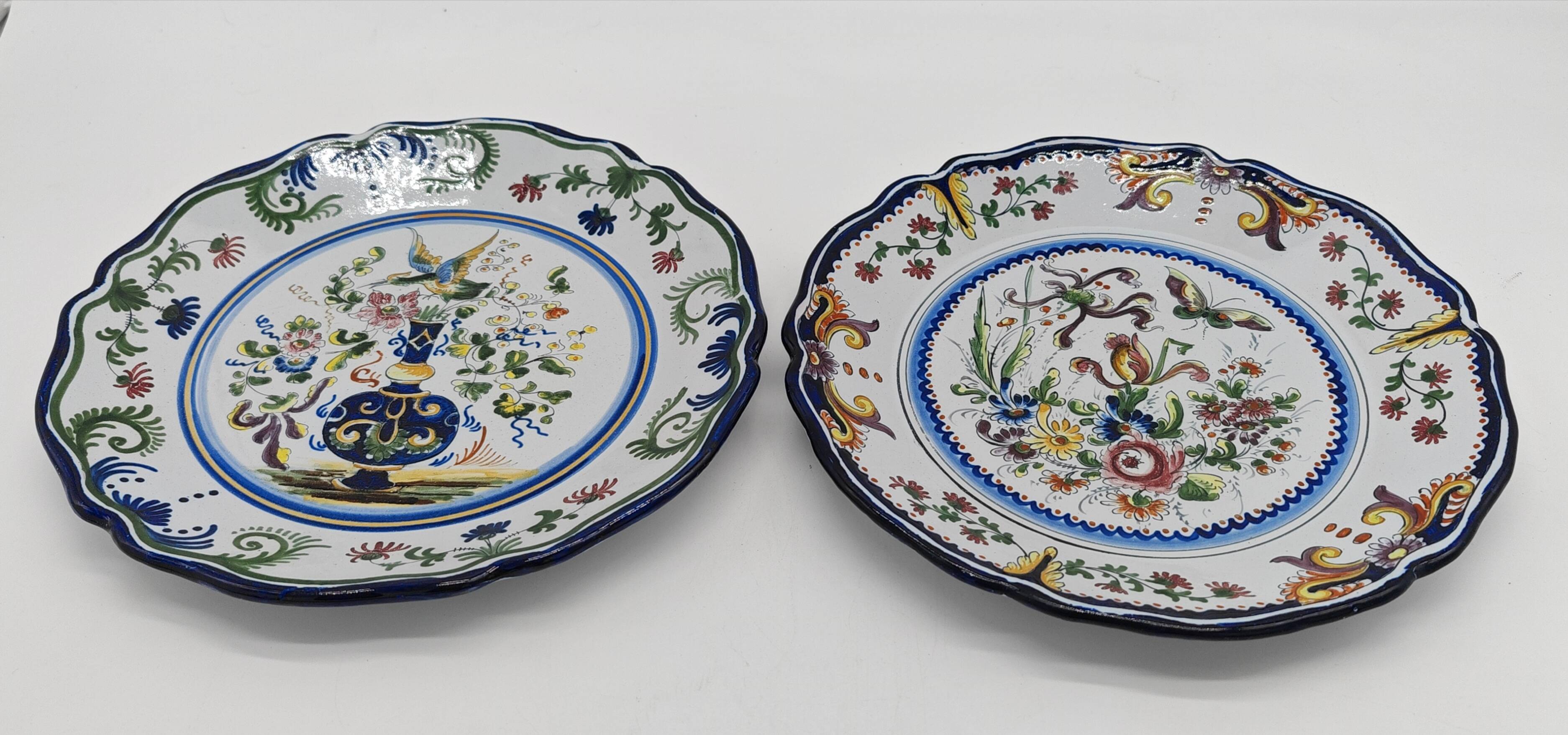 Pair of Nevers earthenware plates signed Félicien Cottard between 1898 and 1908