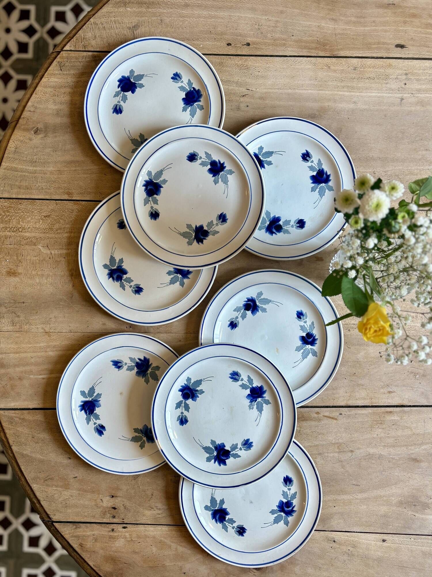 Set of 8 vintage dessert plates, Murcie model by Moulin des Loups
