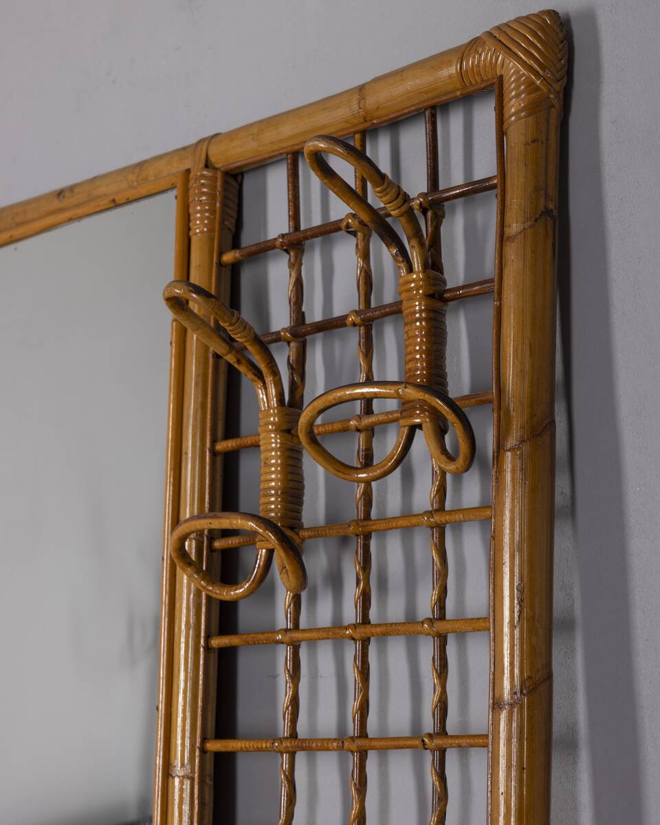 Vintage 1960s bamboo wall coat rack, Italian design