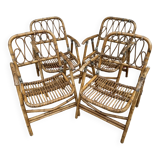 Rattan and Bamboo Folding Armchairs Valencia Spain 60'S