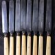 Set of 8 large turret knives paris steel blade handle horn monogrammed