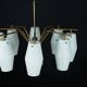 Mid-century chandelier with eight opaline glass shades