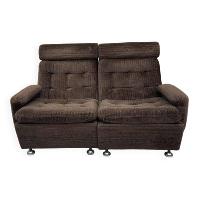 Canapé vintage Space Age en velours marron