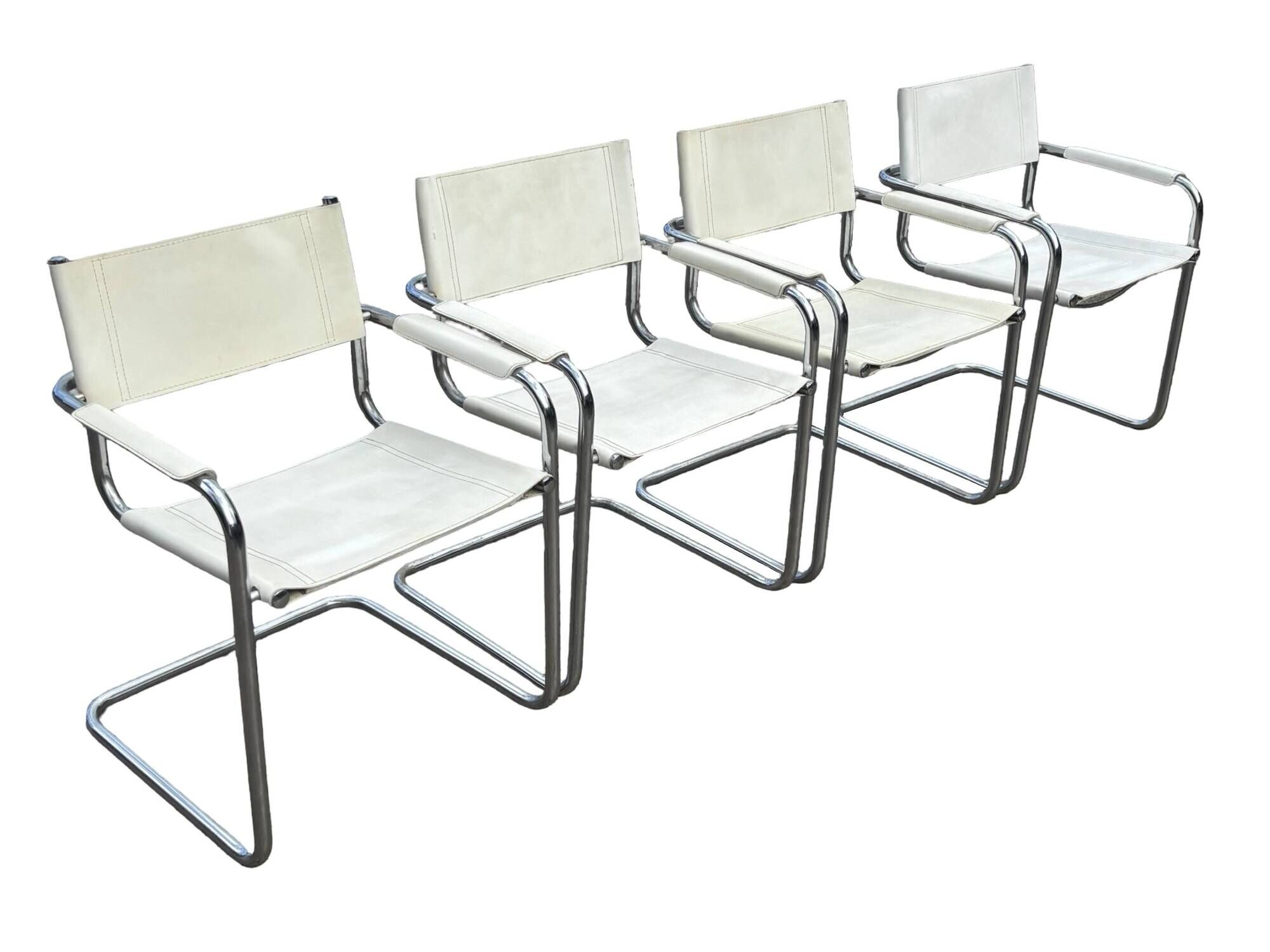 Set of 4 dining chairs in white, S34 Mart Stam/Marcel Breuer style Italy