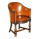 Edwardian office chair 1910 in leather and carved oak