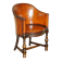 Edwardian office chair 1910 in leather and carved oak