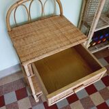 Table de chevet en rotin vintage 60'