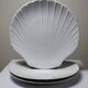 3 vintage flat plates with scallop shells, fine porcelain from Limoges.