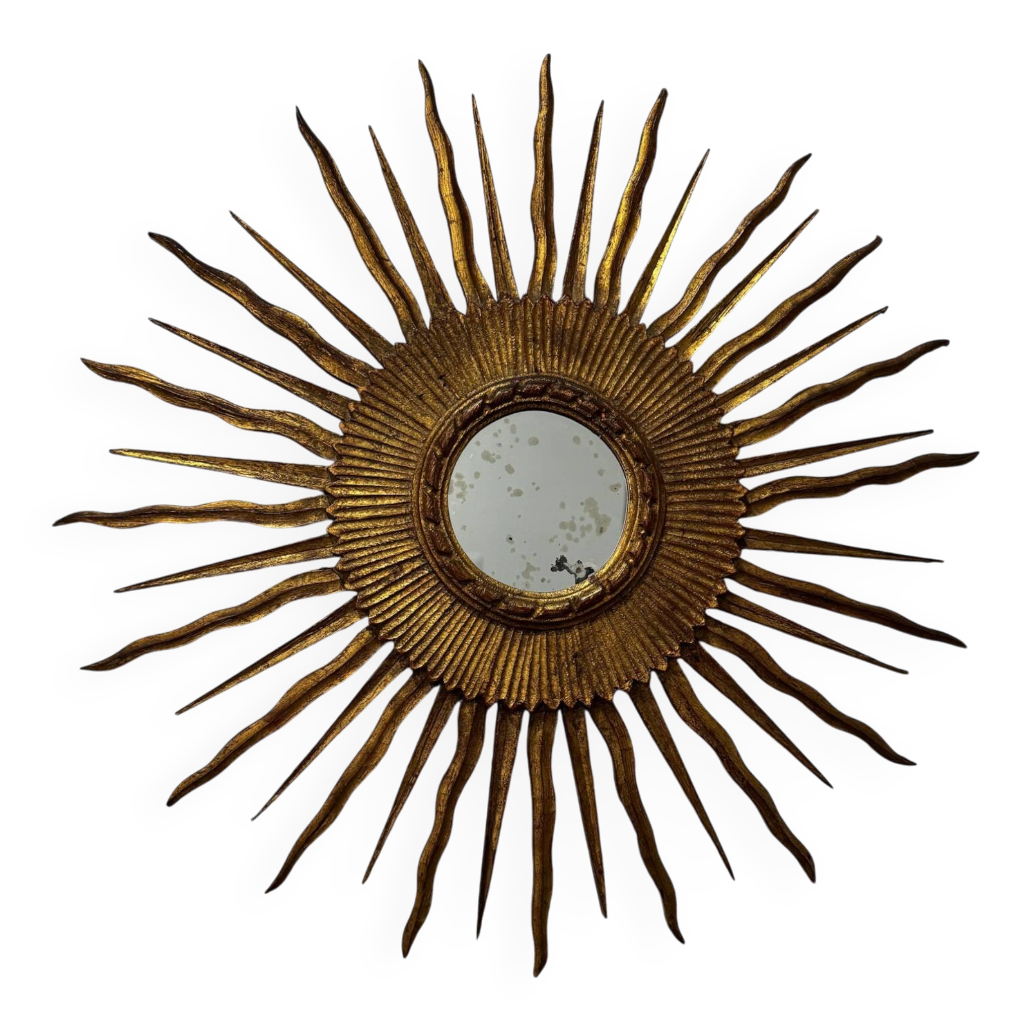 Miroir Soleil dit de Sorcière bois doré 20’s