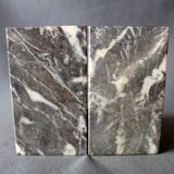 Set of 2 vintage Art Deco bookends in grey, black, and white marble