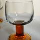 Six amber stemmed glasses from the 70s