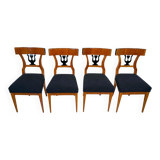 German Biedermeier Chairs in Cherry Veneer, 1830, Set of 4