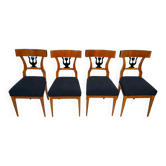 German Biedermeier Chairs in Cherry Veneer, 1830, Set of 4