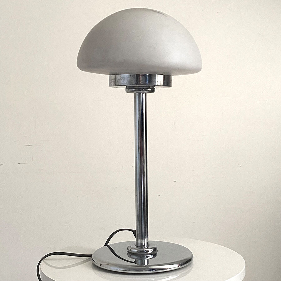 Vintage mushroom lamp 70's metal and opaline