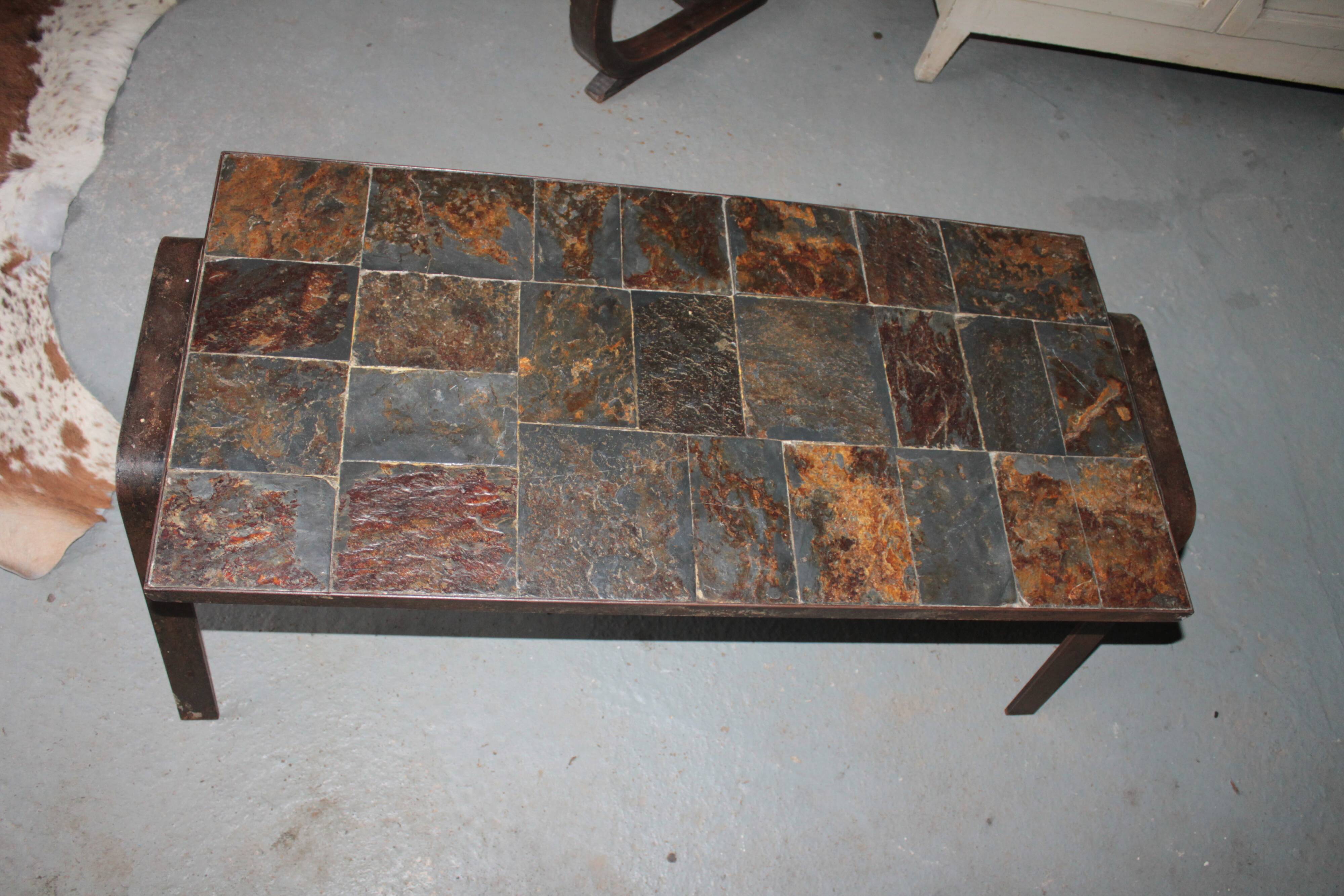 Brutal vintage slate coffee table