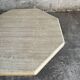 Beige Travertine Sculptural Coffee Table — Hexagonal Solid Natural Stone, Brutalist Design