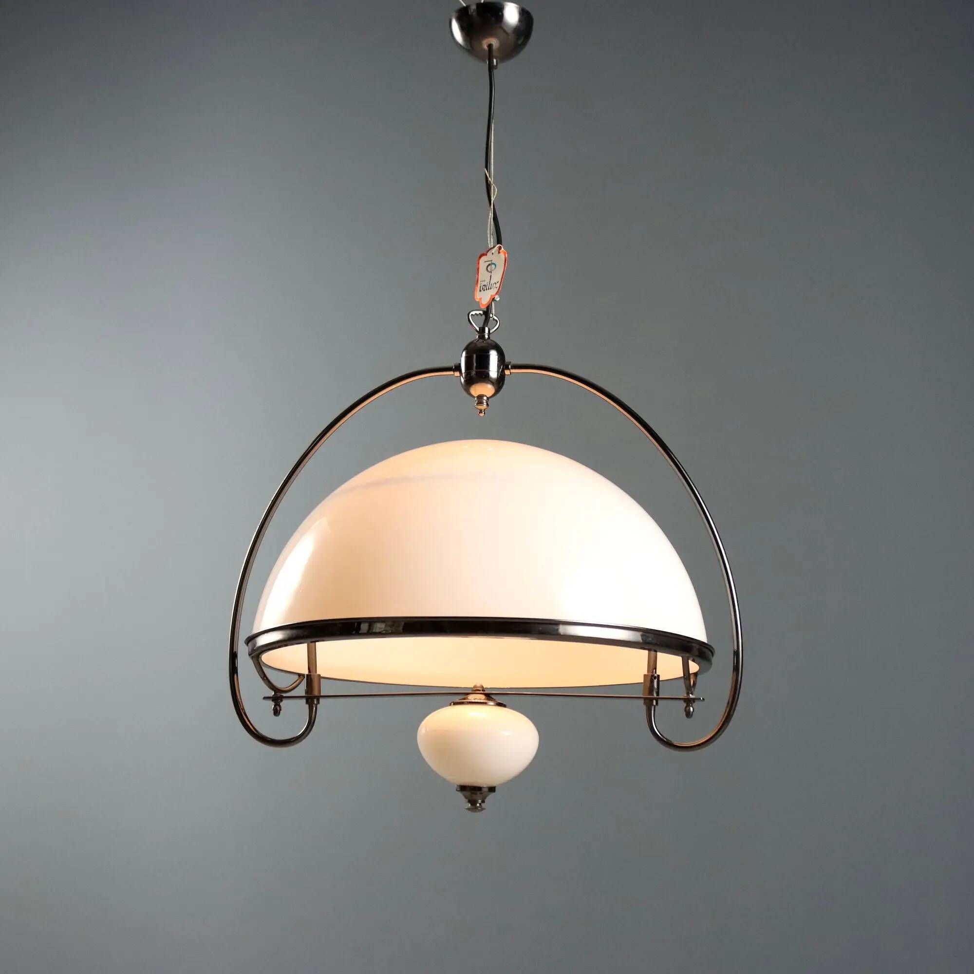 Vintage Murano glass and metal pendant, Italy, 1970s-1980s.